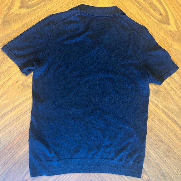 Mens Reiss Navy Merino Wool Johnny Collar Size S - Picture 3 of 5